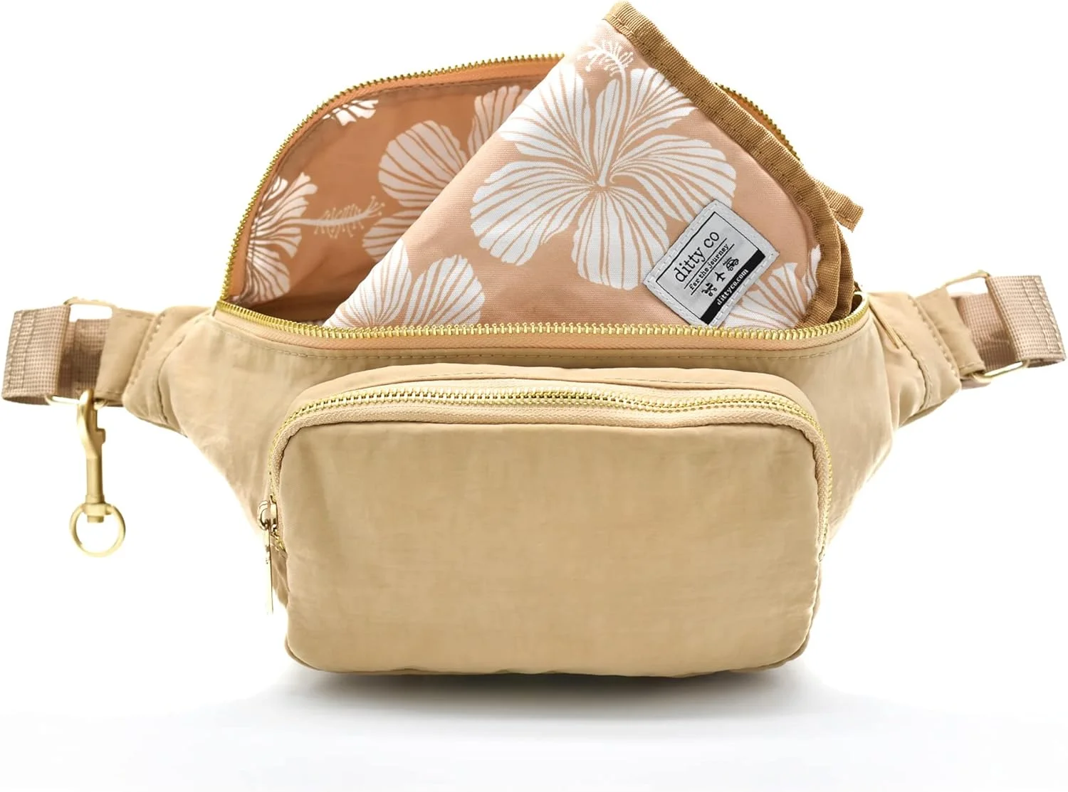 کیف پوشک کوچک Lanikai Ditty Co. - پد تعویض قابل حمل - کیف های کراس بادی زنانه - کیف کمری - لوازم ضروری سفر نوزاد (قهوه ای طبیعی)