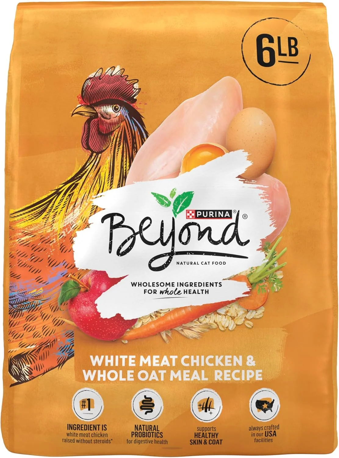 غذای خشک گربه با مواد اولیه محدود و طبیعی Beyond Purina، طعم مرغ با گوشت سفید و جو دوسر کامل - کیسه 6 پوندی