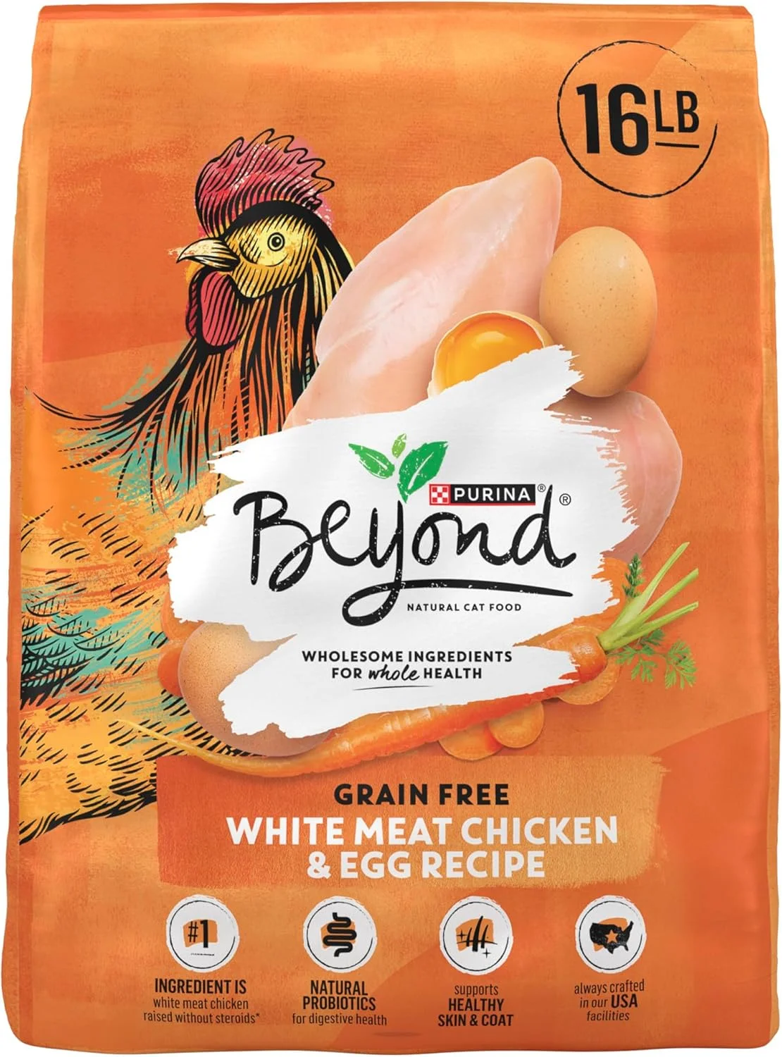 غذای خشک گربه بدون غلات Beyond Purina با طعم مرغ سفید و تخم مرغ - فرمول پروتئین بالا - کیسه 16 پوندی