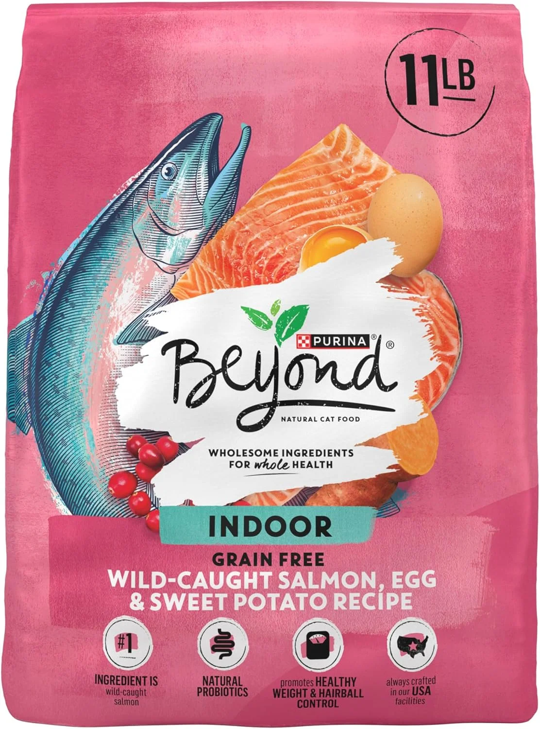 غذای خشک گربه بالغ بدون غلات Beyond Purina با طعم ماهی سالمون، تخم مرغ و سیب زمینی شیرین، 11 پوند