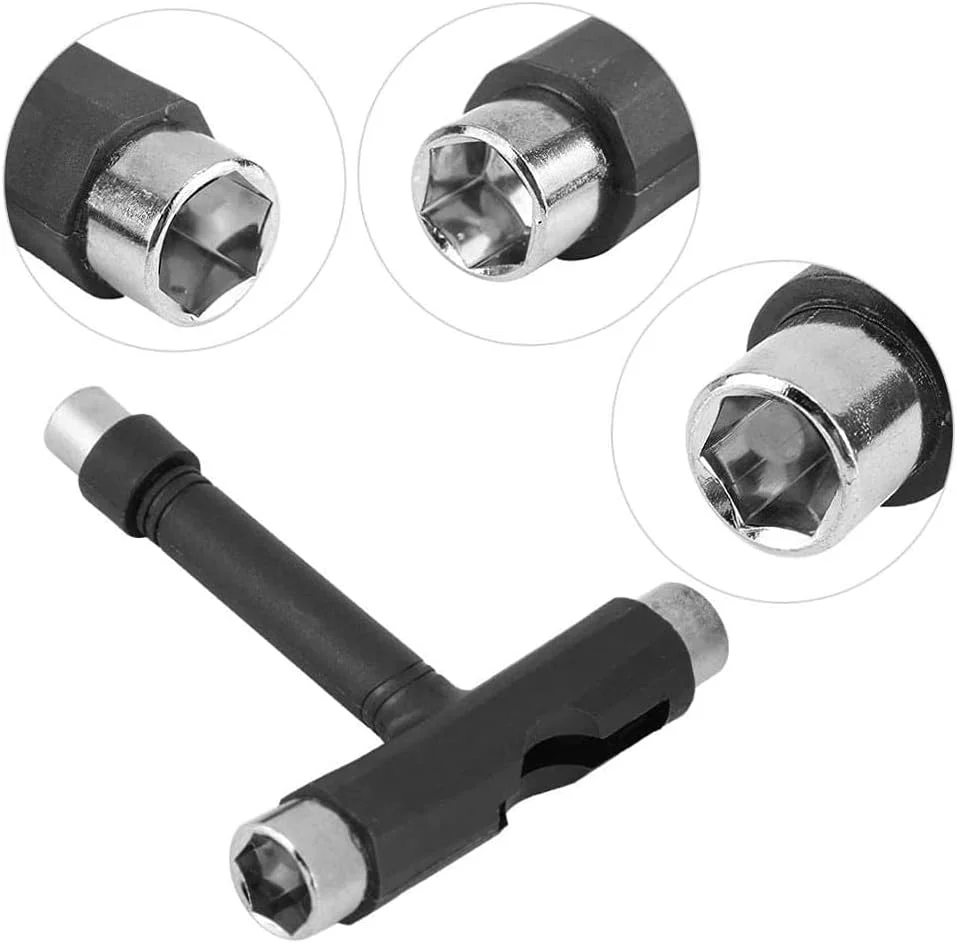 ابزار اسکیت برد قابل حمل همه کاره، آچار T اسکیت برد با پیچ و مهره، آچار L شکل، مشکی، 1 ست، ابزار سواری خوب