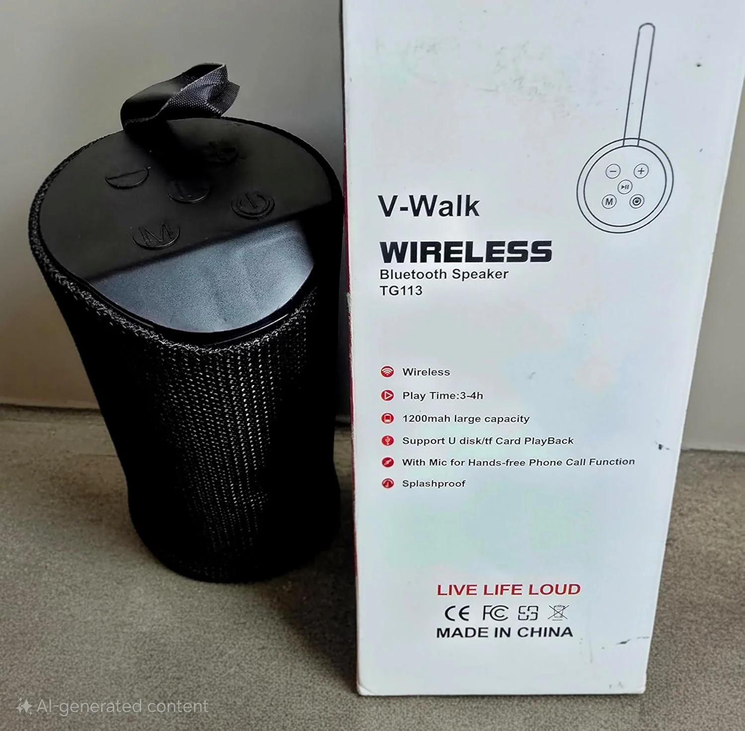 اسپیکر بلوتوث بی سیم، ضد آب، باتری 1200mAh، 3-4 ساعت پخش، تماس هندزفری