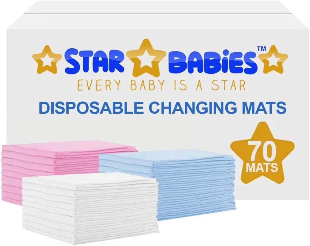 زیرانداز تعویض یکبار مصرف استار بیبی - 45 × 60 سانتی متر - بسته بزرگ 70 عددی - آبی/صورتی/سفید-رنگین کمان