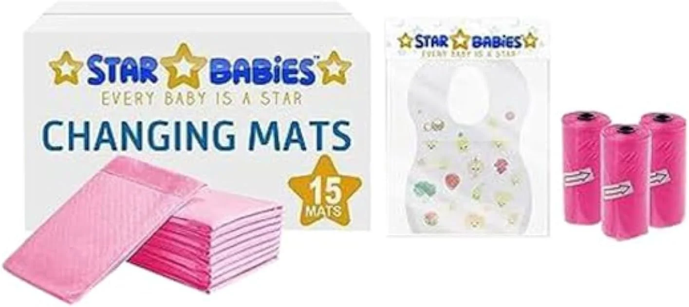 ست 3 تکه لوازم ضروری کودک استار بیبی (زیرانداز تعویض 15 عددی، پیش بند 15 عددی، کیسه پوشک معطر 3 عددی) - صورتی ست 3 تکه لوازم ضروری کودک استار بیبی (زیرانداز تعویض 15 عددی، پیش بند 15 عددی، کیسه پوشک معطر 3 عددی) - صورتی