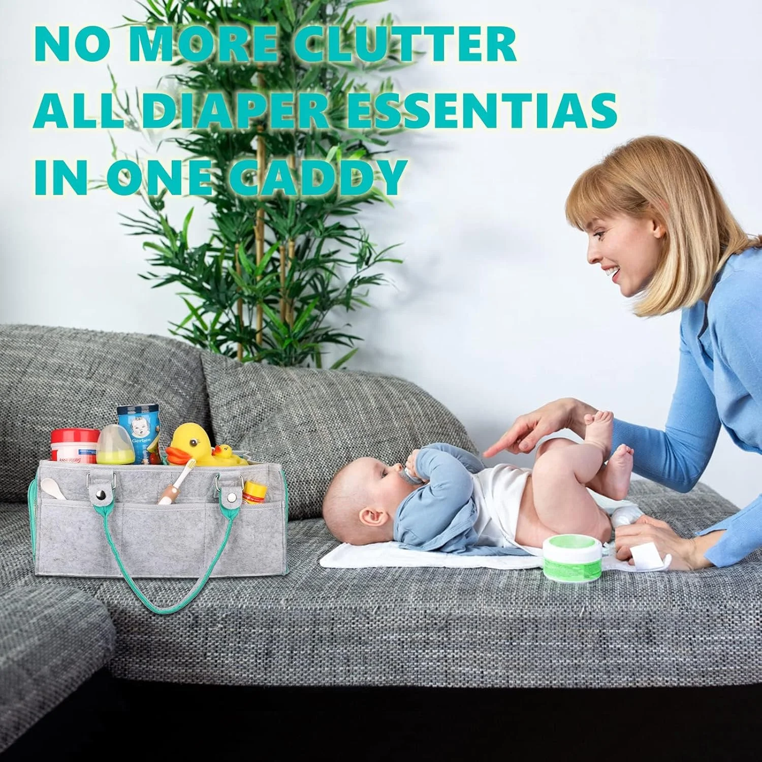 ارگانایزر لوازم کودک TERRIFI، سبد بزرگ ذخیره سازی وسایل کودک، کیف دستی قابل حمل برای میز تعویض و ماشین، هدیه سیسمونی و لوازم ضروری نوزاد (مناسب برای هر دو جنس)