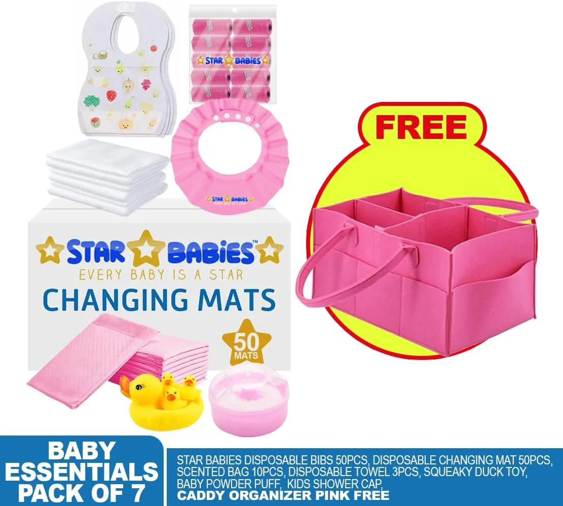ست لوازم ضروری نوزاد استار بیبی، بسته 7 عددی به همراه کیف لوازم کودک رایگان - صورتی
