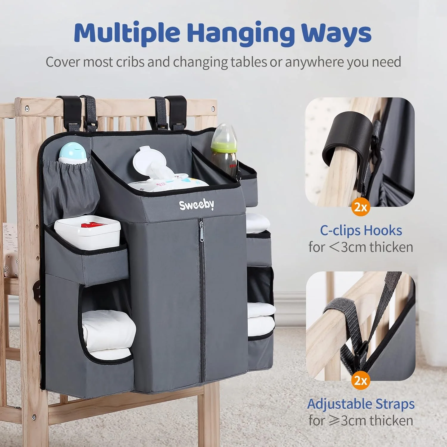 سازمان دهنده پوشک Sweeby برای میز تعویض و استاکر پوشک تختخواب، سازمان دهنده های اتاق کودک برای تختخواب، آویز سازمان دهنده لوازم ضروری کودک سازمان دهنده پوشک Sweeby برای میز تعویض و استاکر پوشک تختخواب، سازمان دهنده های اتاق کودک برای تختخواب، آویز سازمان دهنده لوازم ضروری کودک