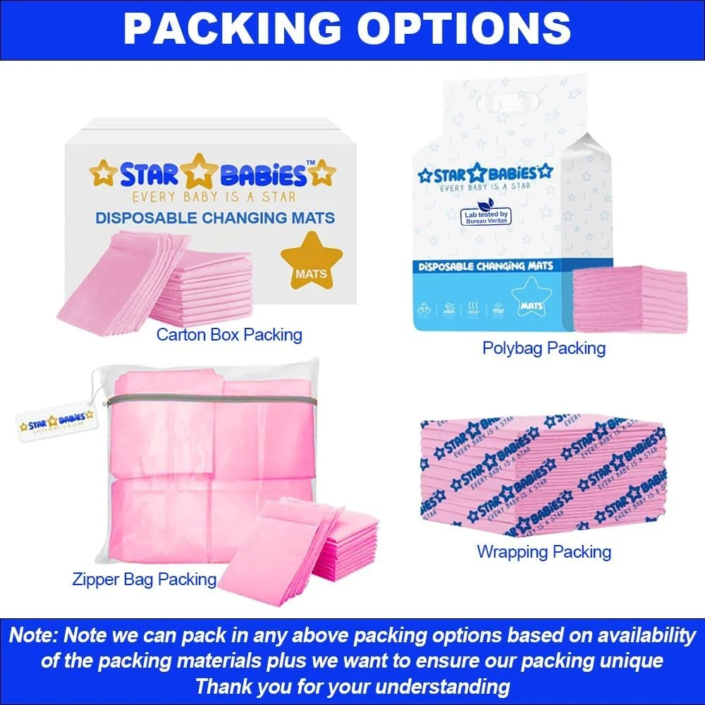 ست 3 تکه لوازم ضروری کودک استار بیبی (زیرانداز تعویض 15 عددی، پیش بند 15 عددی، کیسه پوشک معطر 3 عددی) - صورتی