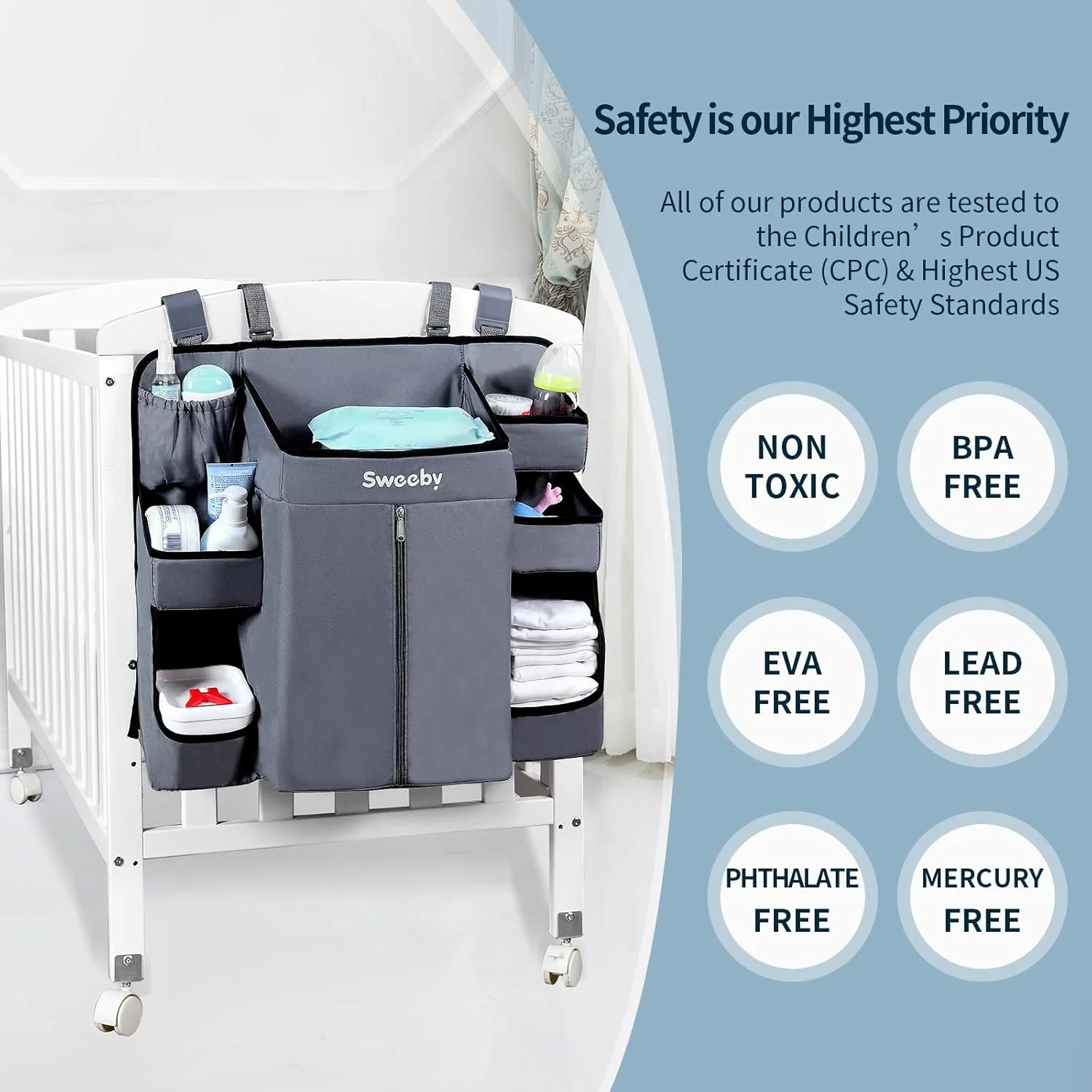 سازمان دهنده پوشک Sweeby برای میز تعویض و استاکر پوشک تختخواب، سازمان دهنده های اتاق کودک برای تختخواب، آویز سازمان دهنده لوازم ضروری کودک سازمان دهنده پوشک Sweeby برای میز تعویض و استاکر پوشک تختخواب، سازمان دهنده های اتاق کودک برای تختخواب، آویز سازمان دهنده لوازم ضروری کودک