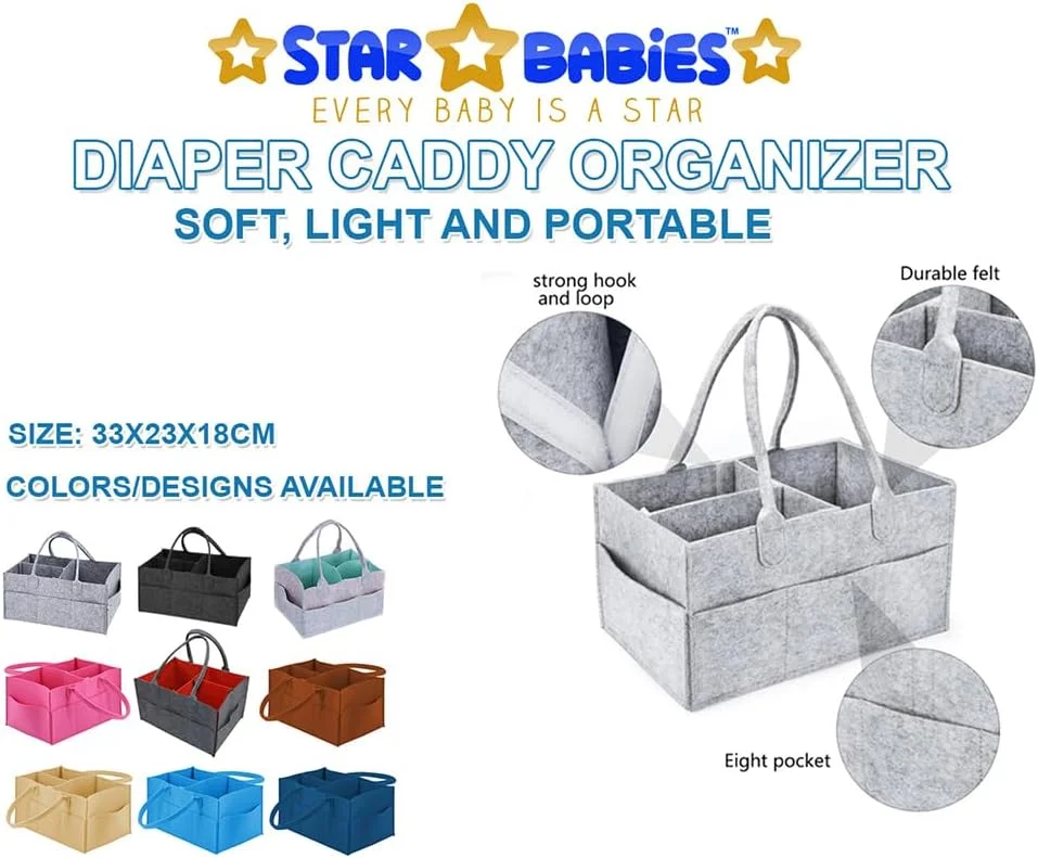 ست ترکیبی استار بیبی (کیف ارگانایزر لوازم کودک و زیرانداز تعویض 8 تکه) - خاکستری