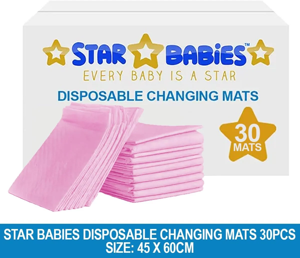 زیرانداز تعویض یکبار مصرف استار بیبی سایز بزرگ (45x60 سانتی متر) بسته 30 عددی - صورتی