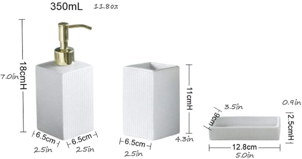 ست لوازم جانبی حمام، ست حمام سرامیکی، جا مایع صابون دستی با پمپ استیل ضد زنگ، جا مایع صابون قابل شارژ، لوسیون مایع، دکوراسیون مدرن حمام