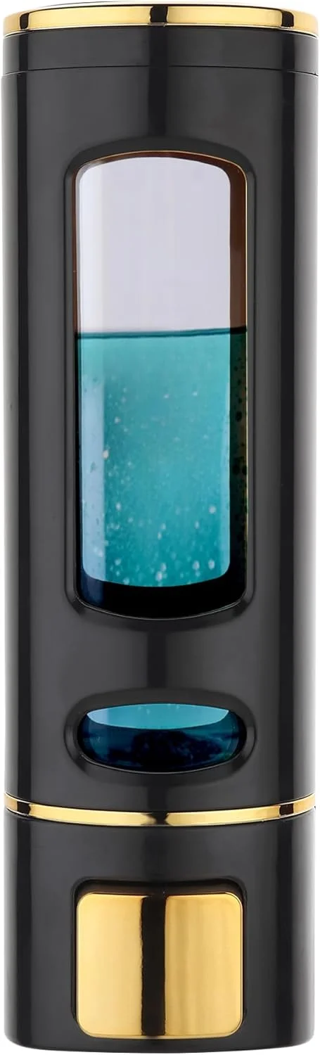 جا مایع دستشویی BATH GURU برای حمام پلاستیک ABS نصب دیواری شامپو ضدعفونی کننده 400 میلی لیتر (مشکی طلایی)