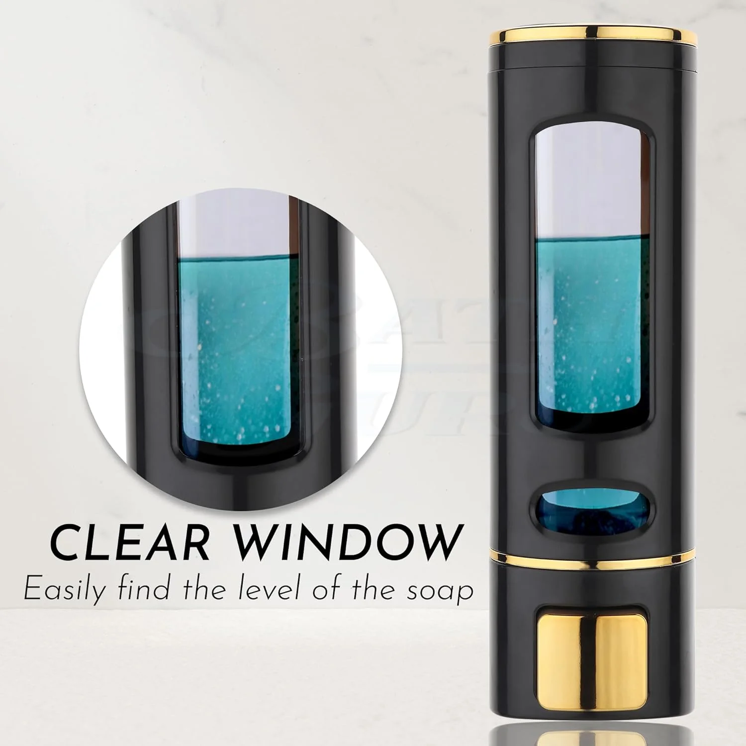 جا مایع دستشویی BATH GURU برای حمام پلاستیک ABS نصب دیواری شامپو ضدعفونی کننده 400 میلی لیتر (مشکی طلایی)