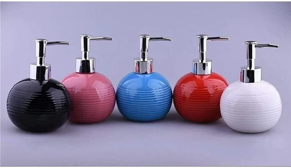 جا مایع دستشویی پمپی سرامیکی، بطری لوسیون، جا لوسیون حمام، جا شامپو