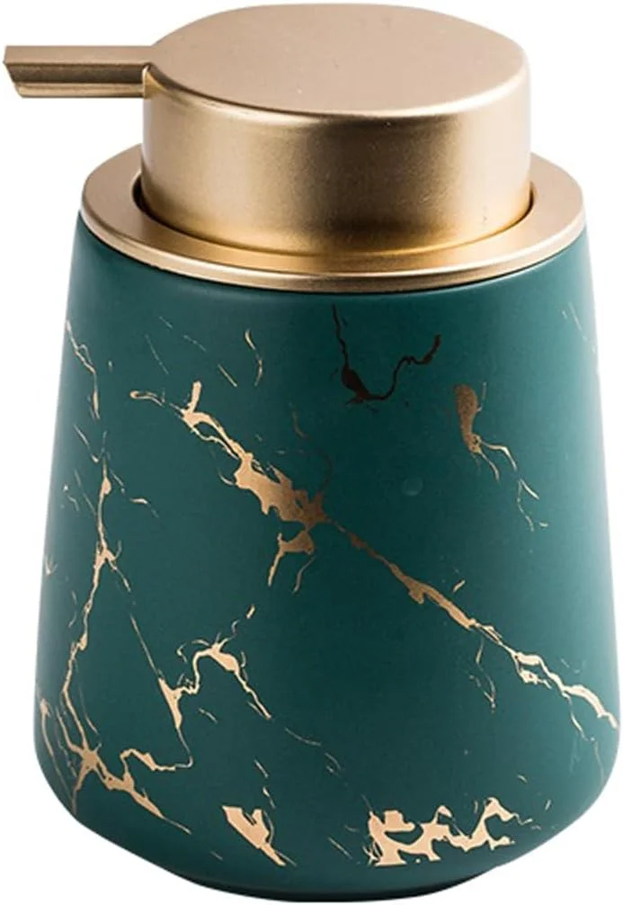 جا مایع دستشویی سرامیکی، جا مایع دستشویی طرح مرمر، قابل شارژ، جا مایع دستشویی آشپزخانه تزئینی، مناسب برای حمام/آشپزخانه/هتل