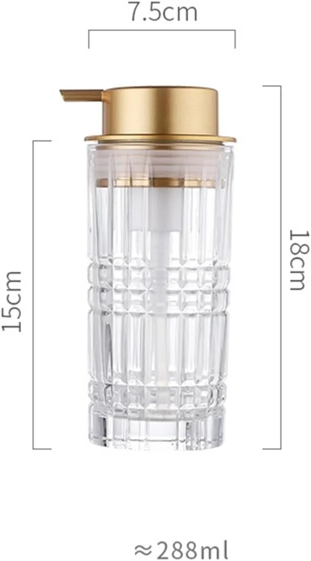 جا مایع دستشویی شیشه ای با پمپ، جا مایع دستشویی شیشه ای شفاف برای حمام، مناسب برای مایع دستشویی، صابون، لوسیون (286 میلی لیتر)