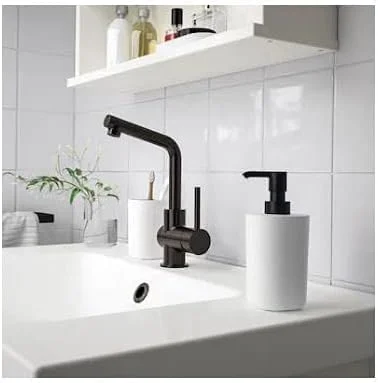 جا مایع دستشویی پمپی به همراه جا مسواکی/نگهدارنده لوازم، مناسب حمام