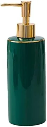 جامایع ظرفشویی رومیزی CAFDTGERC، پمپ صابون رومیزی سرامیکی 390 میلی لیتری قابل شارژ مناسب برای پخش لوسیون (سبز مالاکیت)