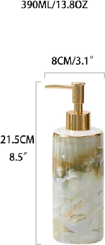 جامایع ظرفشویی رومیزی CAFDTGERC، پمپ صابون رومیزی سرامیکی 390 میلی لیتری قابل شارژ مناسب برای پخش لوسیون (سبز مالاکیت)