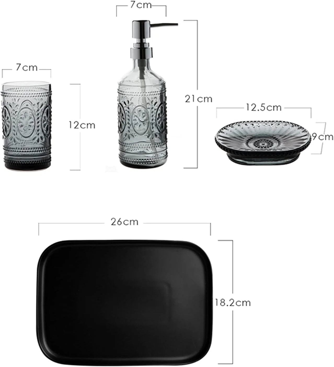 ست جا مایع ظرفشویی شیشه ای 5 تکه، لوازم جانبی مدرن آشپزخانه، حمام، هتل به همراه سینی برای حمام، آشپزخانه، منزل