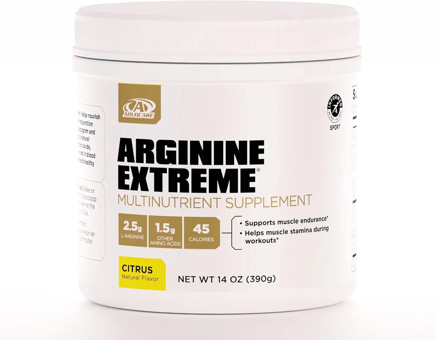 مکمل چند مغذی آرژنین اکستریم AdvoCare - مکمل آمینو اسید قبل از تمرین - پشتیبانی از استقامت و پایداری* - شامل ویتامین B-12، ال-آرژنین و موارد دیگر - مرکبات، 14 اونس