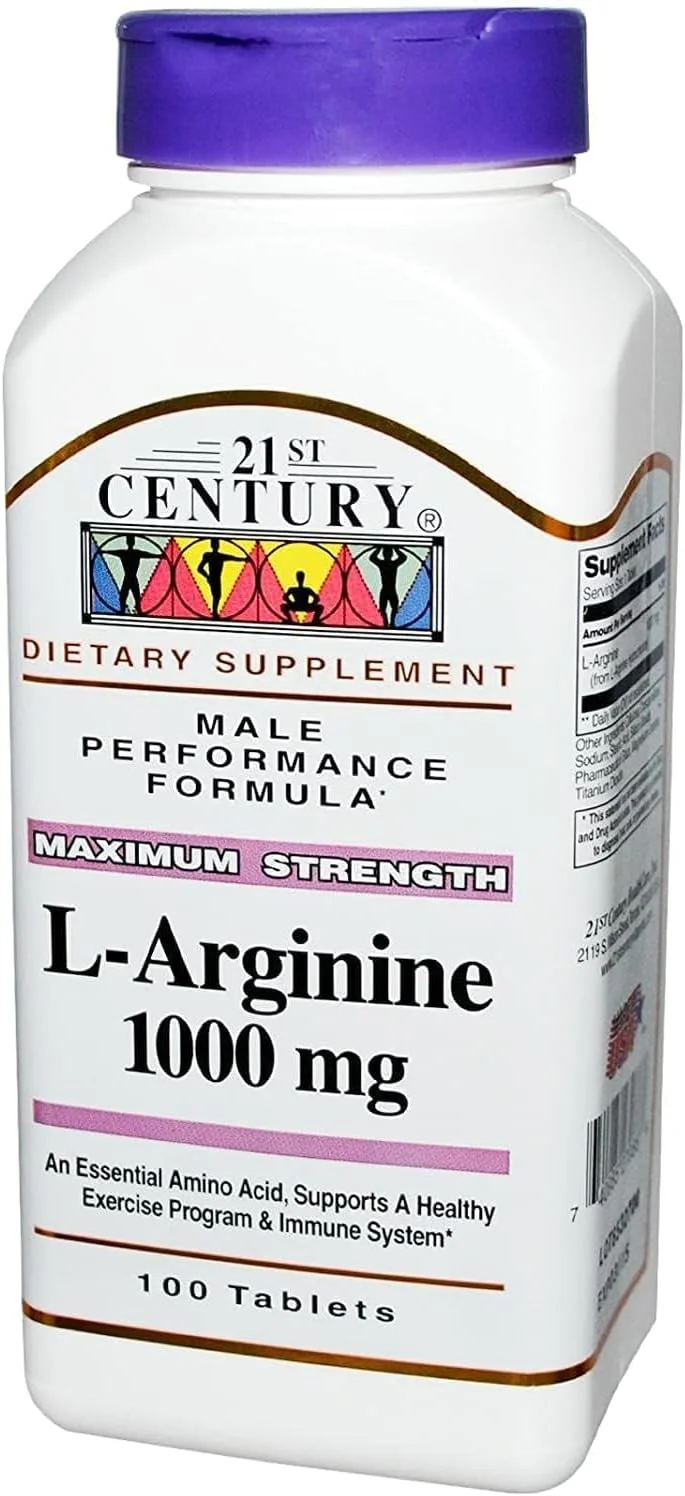ال-آرژنین 1000 میلی گرم 21st Century، حداکثر قدرت، 100 قرص
