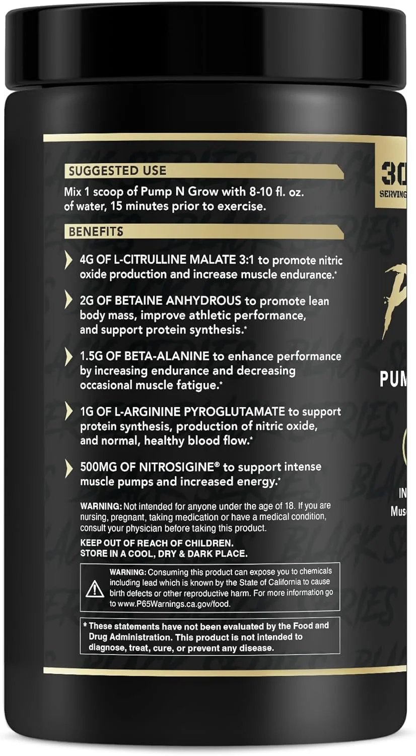 مکمل پمپ و افزایش اکسید نیتریک عضله Pump-N-Grow از Anabolic Warfare * - مکمل قبل از تمرین بدون کافئین با ال-سیترولین، ال-آرژنین، بتا آلانین (Au Naturel - 30 سروینگ)