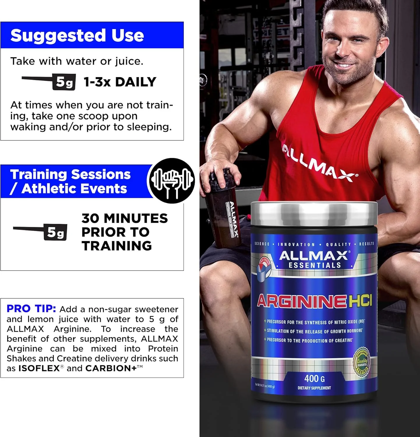 آرژنین 400 گرمی AllMax Nutrition آرژنین 400 گرمی AllMax Nutrition