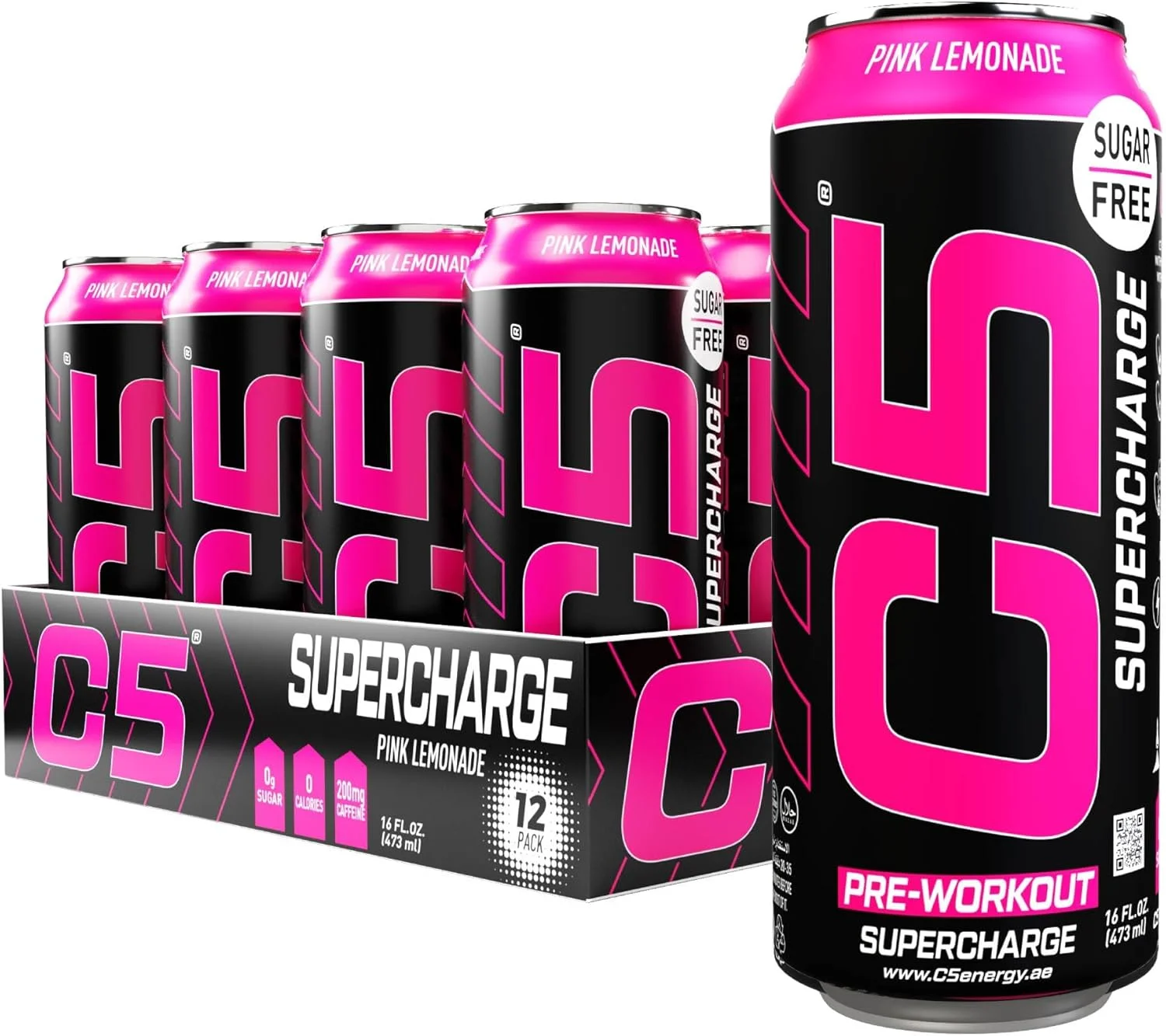 نوشیدنی انرژی زا C5 Extreme: مکمل SUPERCHARGE قبل از تمرین، لیموناد صورتی، بدون شکر، 150 میلی گرم کافئین، صفر کالری، با بتا آلانین، ال-آرژنین، تورین، تیروزین (بسته 12 عددی) نوشیدنی انرژی زا C5 Extreme: مکمل SUPERCHARGE قبل از تمرین، لیموناد صورتی، بدون شکر، 150 میلی گرم کافئین، صفر کالری، با بتا آلانین، ال-آرژنین، تورین، تیروزین (بسته 12 عددی)