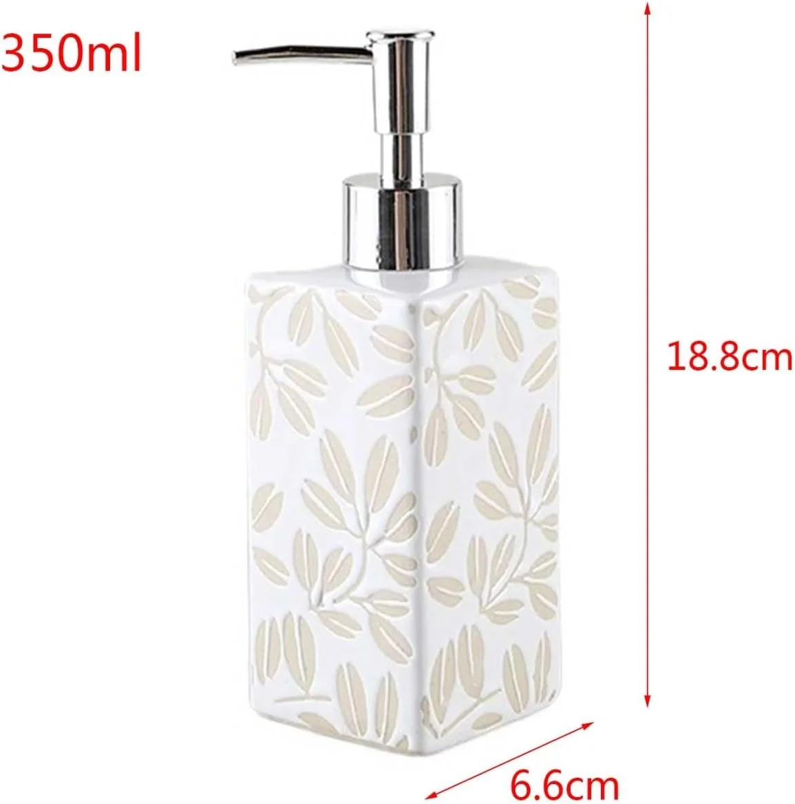 جا مایع دستشویی، جا مایع صابون مربعی سرامیکی رومیزی 350 میلی لیتری برای دست، جا مایع لوسیون حمام و آشپزخانه، جا مایع سفید