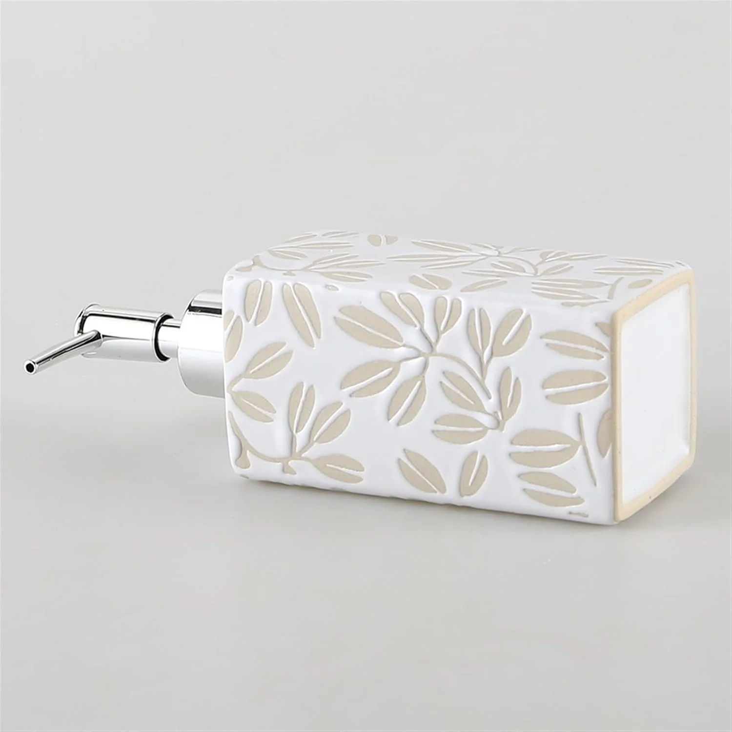 جا مایع دستشویی، جا مایع صابون مربعی سرامیکی رومیزی 350 میلی لیتری برای دست، جا مایع لوسیون حمام و آشپزخانه، جا مایع سفید