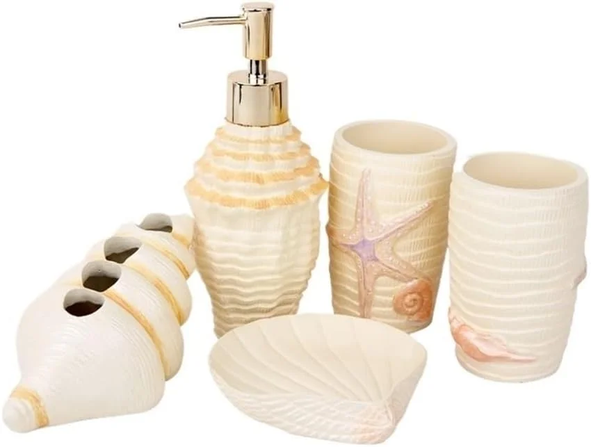 جا مایع صابون با پمپ رزینی، جا مایع صابون برای حمام، ست شستشوی خلاقانه حمام 5 تکه، لوازم لیوان دهانشویه، لوسیون برای آشپزخانه و دستشویی