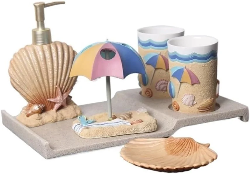 جا صابونی سرویس بهداشتی 6 تکه خلاقانه، هدیه عروسی، لوازم حمام، جا مسواکی، لیوان دهانشویه، ست شستشو