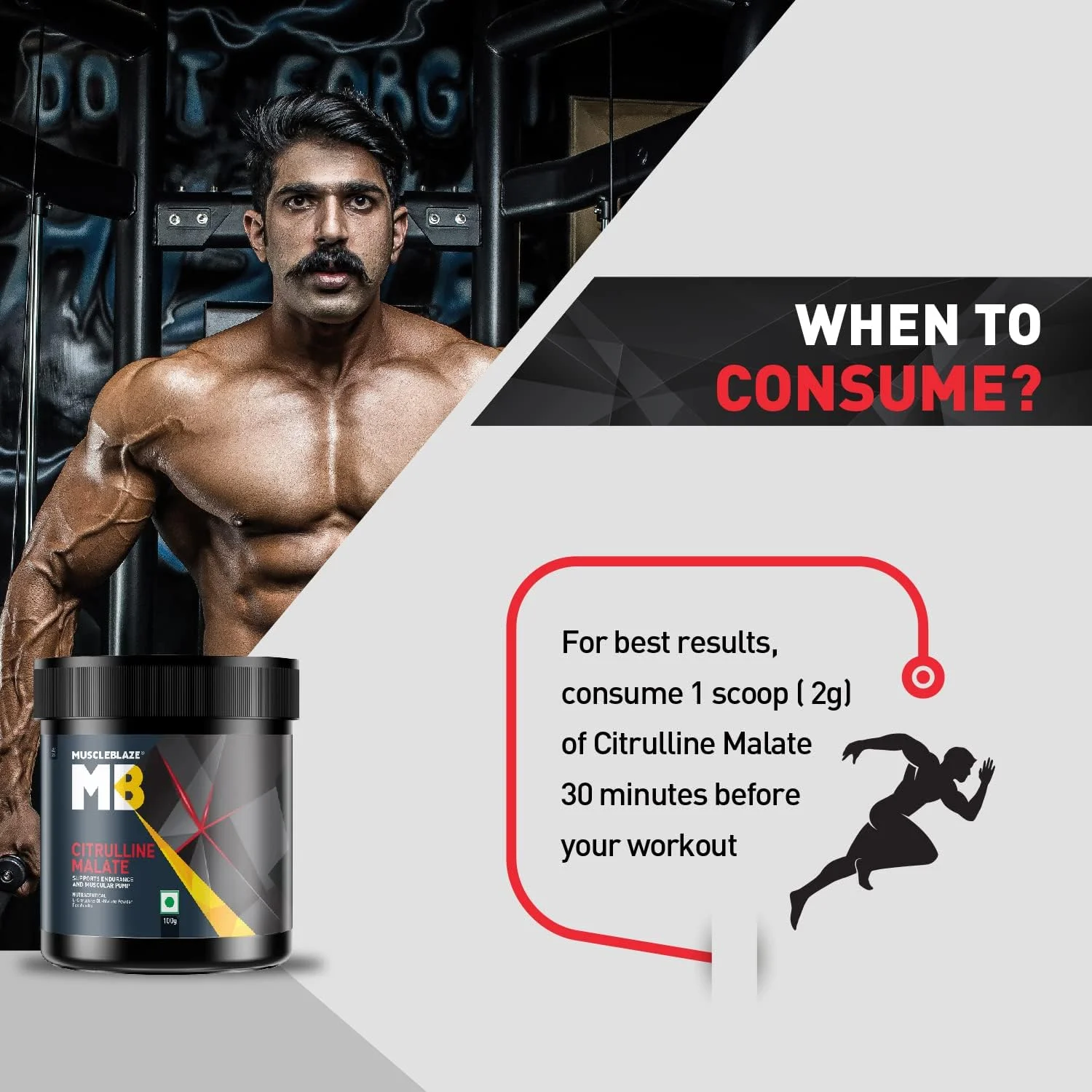 پودر سیترولین مالات MuscleBlaze (بدون طعم، 100 گرم)| پشتیبانی از استقامت و پمپ عضلانی، 1 عدد، 50 سروینگ