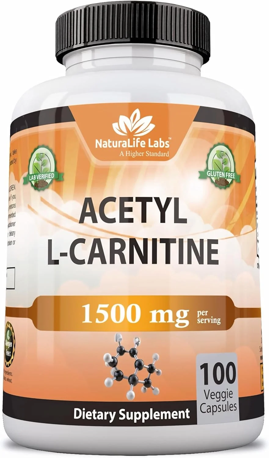 استیل ال-کارنیتین 1500 میلی گرم NaturaLife Labs Store، قدرت بالا، پشتیبانی از تولید انرژی طبیعی، پشتیبانی از حافظه/تمرکز - 100 کپسول گیاهی