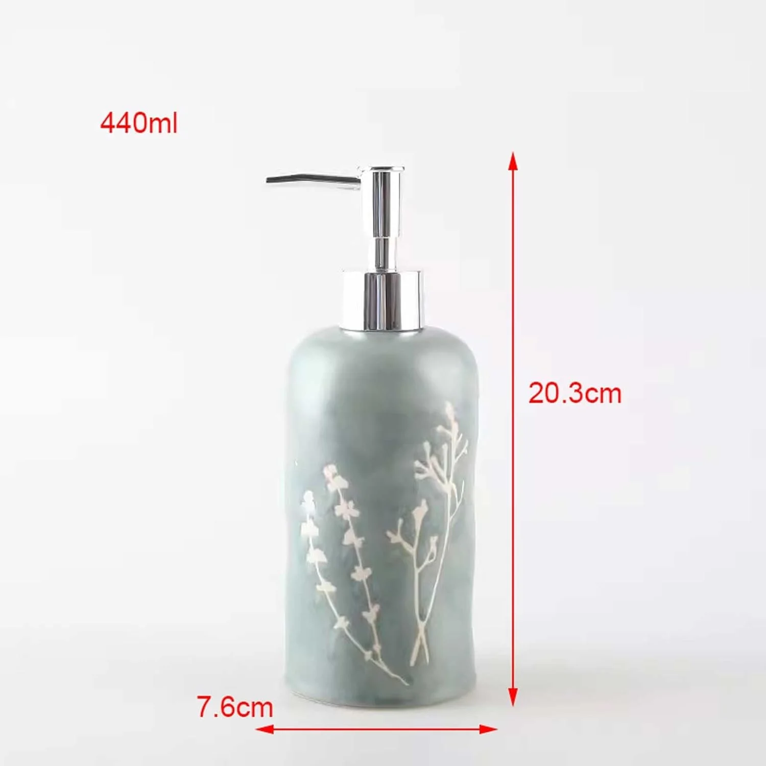 جامایع دستشویی سرامیکی 440 میلی لیتری با پمپ، مناسب برای مایع دستشویی قابل شارژ