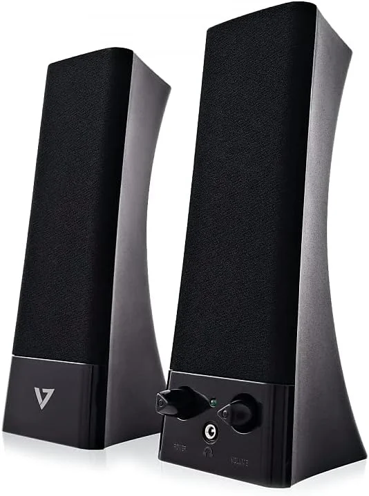 اسپیکر استریو USB 2.0 مدل V7 (SP2500-USB-6N) به همراه ساب ووفر و لوازم جانبی، مشکی