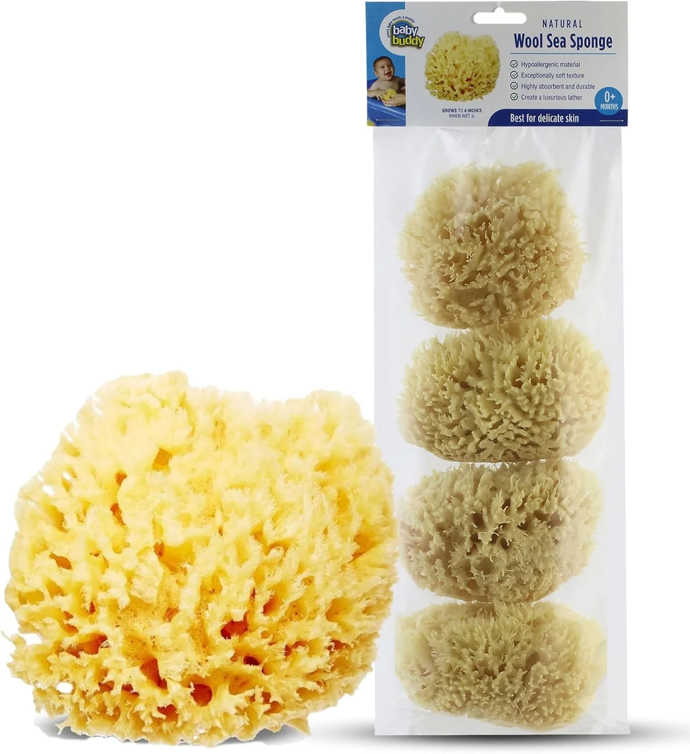 اسفنج حمام طبیعی کودک بادی، اسفنج پشم دریایی فوق العاده نرم و ممتاز، نرم روی پوست لطیف کودک، لوازم جانبی حمام کودک و بچه ها، حمام نوزاد، زیست تخریب پذیر، ضد حساسیت 4 عددی، قهوه ای، 4 اینچ