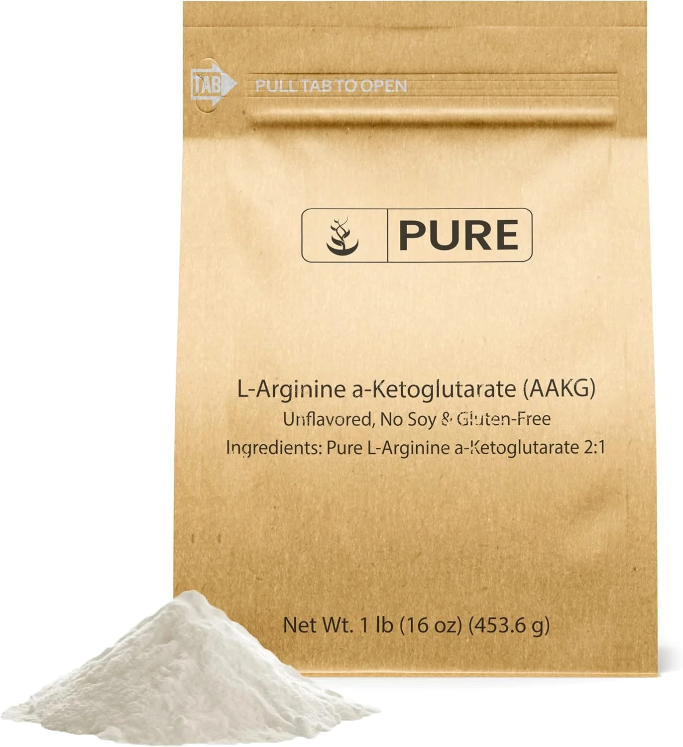 پودر ال-آرژنین آلفا-کتوگلوتارات (AAKG) PURE ORIGINAL INGREDIENTS، 454 گرم، قبل از تمرین، بدون طعم، بسته بندی قابل باز و بسته شدن