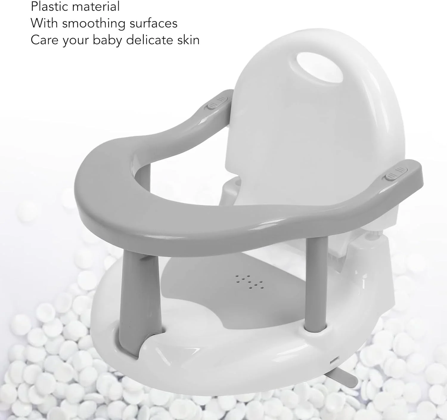 صندلی حمام BROLEO با فنجان های مکش، صندلی دوش قابل تنظیم برای نوزادان 6-18 ماهه، دختران و پسران (خاکستری) صندلی حمام BROLEO با فنجان های مکش، صندلی دوش قابل تنظیم برای نوزادان 6-18 ماهه، دختران و پسران (خاکستری)