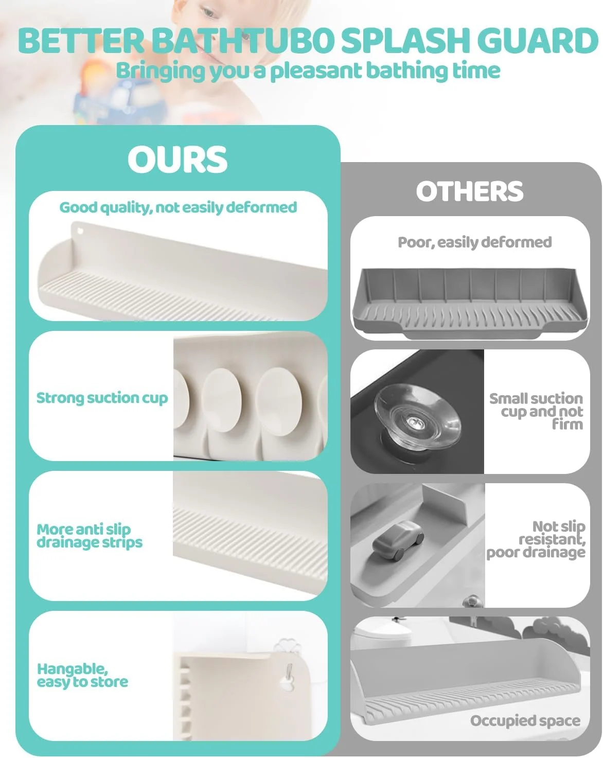 محافظ پاشش آب وان حمام Cfyosnk برای کودکان، سینی بزرگ 23.2 اینچی نگهدارنده اسباب بازی، دارای 10 مکنده، محافظ پاشش آب وان حمام، سرگرم کننده برای کودکان نوپا و نوزاد محافظ پاشش آب وان حمام Cfyosnk برای کودکان، سینی بزرگ 23.2 اینچی نگهدارنده اسباب بازی، دارای 10 مکنده، محافظ پاشش آب وان حمام، سرگرم کننده برای کودکان نوپا و نوزاد