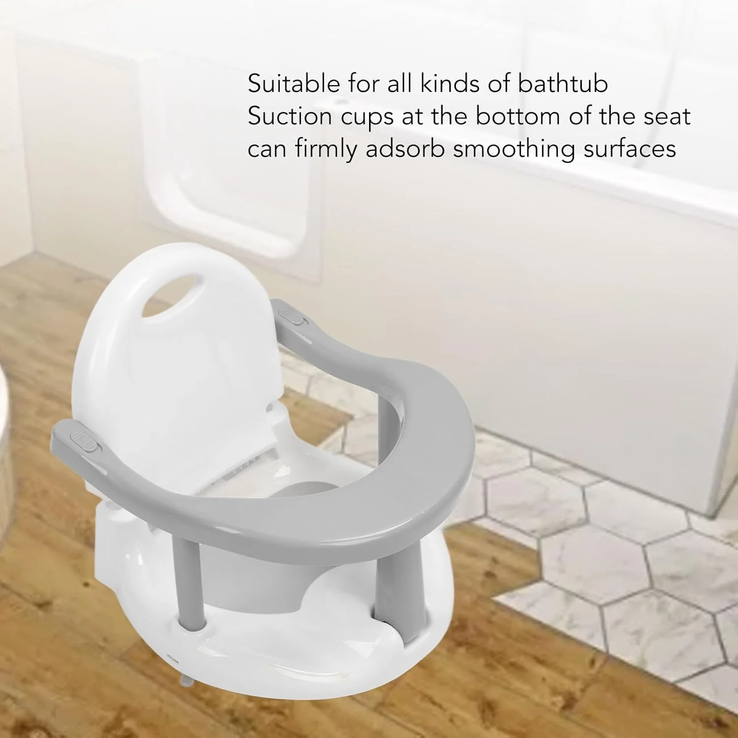 صندلی حمام BROLEO با فنجان های مکش، صندلی دوش قابل تنظیم برای نوزادان 6-18 ماهه، دختران و پسران (خاکستری) صندلی حمام BROLEO با فنجان های مکش، صندلی دوش قابل تنظیم برای نوزادان 6-18 ماهه، دختران و پسران (خاکستری)