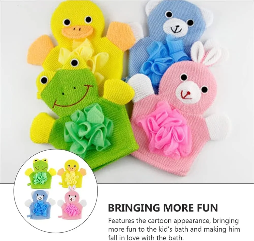 الکدان 4 عدد دستکش حمام کارتونی تری کلوت، دستکش عروسکی دستی اسفنجی حمام کودک، دستمال شستشو، دستکش حمام، توپ های لیف حمام، حوله با طرح حیوانات (خرگوش، قورباغه، اردک، خرس) الکدان 4 عدد دستکش حمام کارتونی تری کلوت، دستکش عروسکی دستی اسفنجی حمام کودک، دستمال شستشو، دستکش حمام، توپ های لیف حمام، حوله با طرح حیوانات (خرگوش، قورباغه، اردک، خرس)