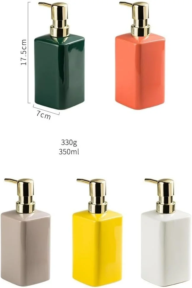 جا مایع دستشویی، جا مایع صابون حمام، جا مایع سرامیکی ساده، بطری لوسیون شامپو ژل دوش، بطری فشاری هتلی، جا مایع پمپی دستی (C)