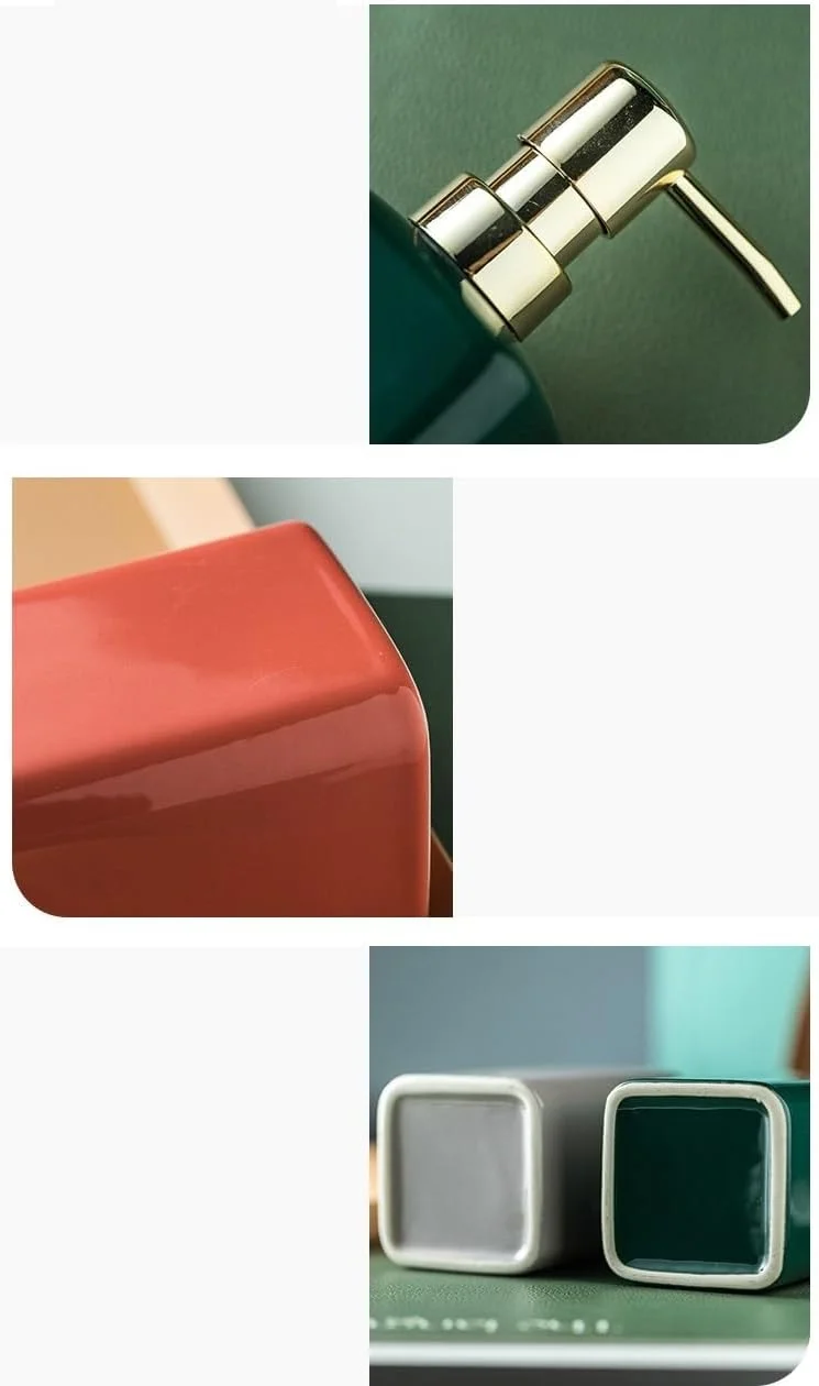 جا مایع دستشویی، جا مایع صابون حمام، جا مایع سرامیکی ساده، بطری لوسیون شامپو ژل دوش، بطری فشاری هتلی، جا مایع پمپی دستی (C)