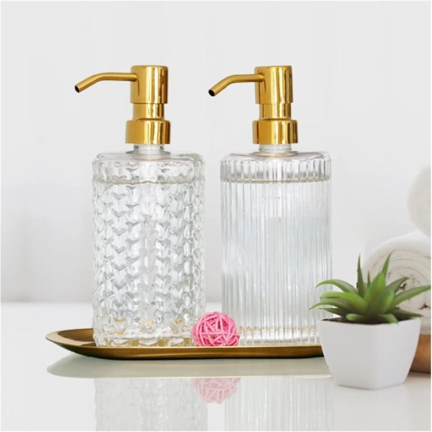 جامایع دستشویی، جا مایع دستشویی استیل با پمپ، جا مایع دستشویی شیشه ای، جا مایع دستشویی برای صابون دست، لوسیون صابون، پمپ دستی (A)