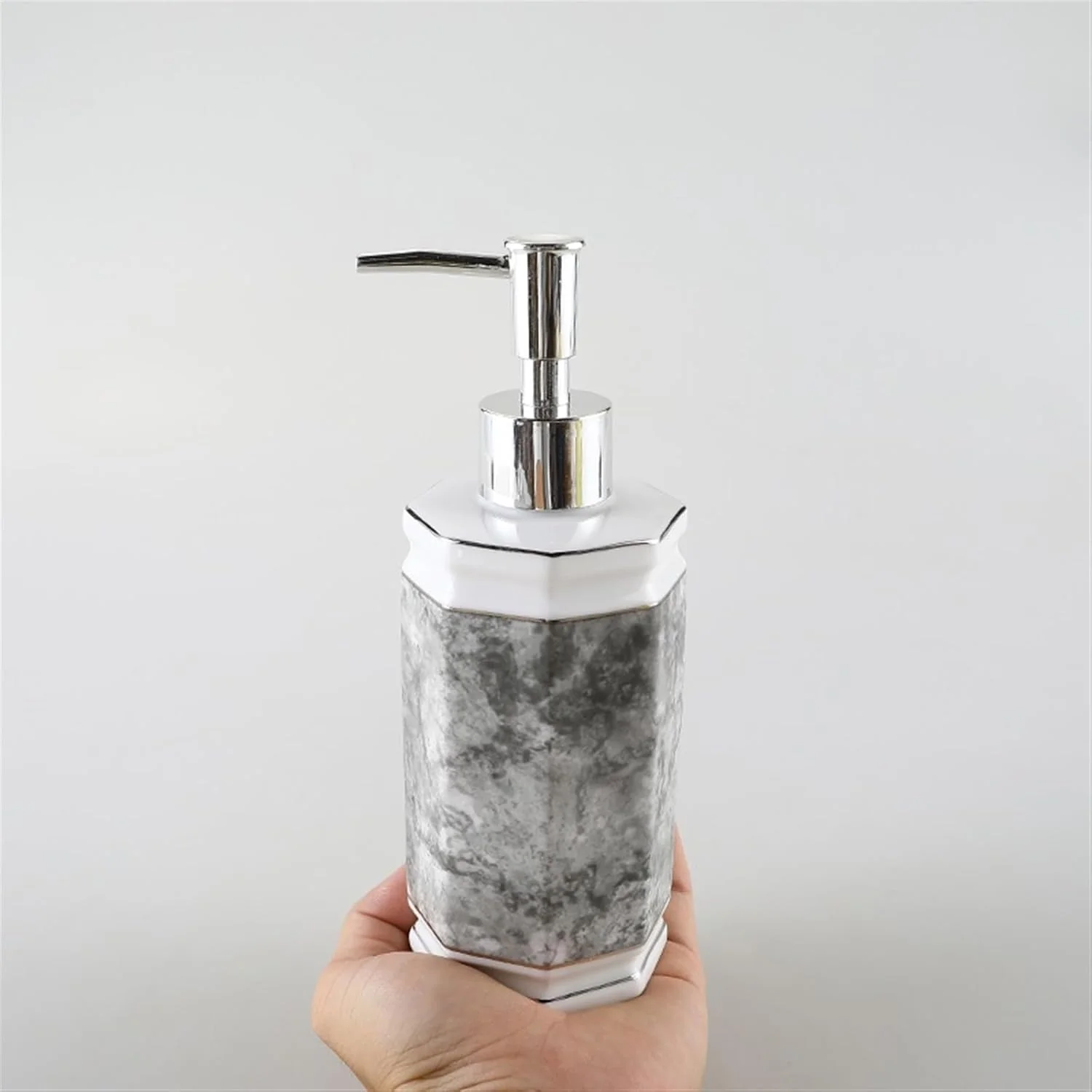 جامایع صابون با طرح مرمر زیبا، جامایع صابون سرامیکی، جامایع صابون حمام با پمپ، جامایع صابون مایع دست 350 میلی لیتری برای صابون دست