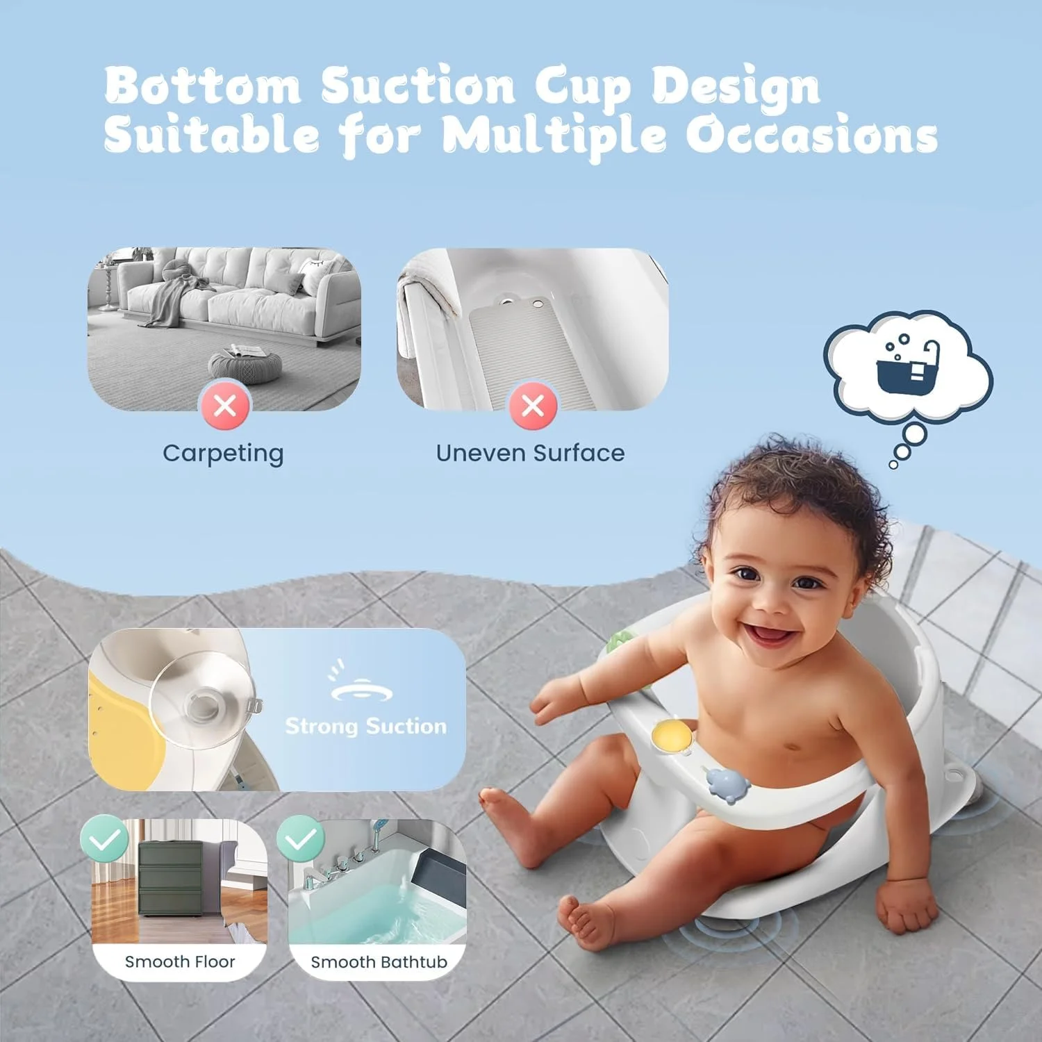 صندلی حمام کودک ضد لغزش Masroo برای نوزادان و کودکان نوپا، صندلی حمام قابل حمل کودک با فنجان های مکش، صندلی وان حمام ایمن برای نوزادان 6 ماهه و بالاتر، پشتیبانی کوسن نرم صندلی حمام کودک ضد لغزش Masroo برای نوزادان و کودکان نوپا، صندلی حمام قابل حمل کودک با فنجان های مکش، صندلی وان حمام ایمن برای نوزادان 6 ماهه و بالاتر، پشتیبانی کوسن نرم