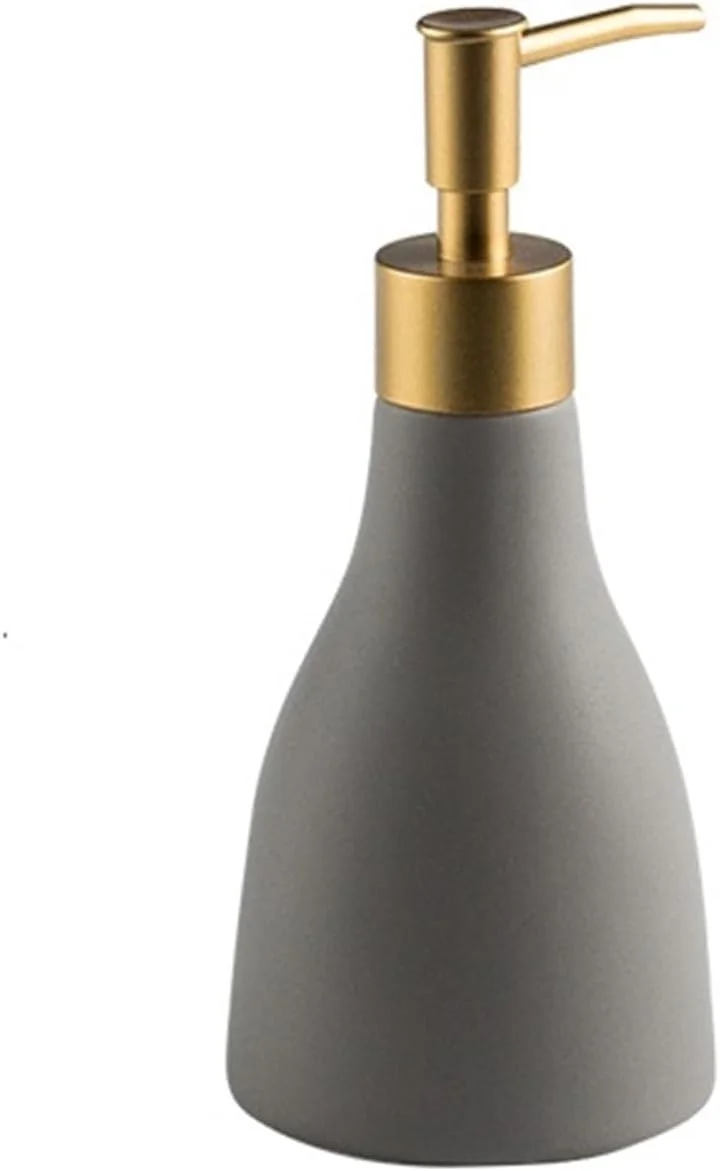 جامایع دستشویی سرامیکی مات 280 میلی لیتری با پمپ طلایی مات، ظرف مایع برای آشپزخانه و حمام